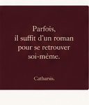 Citation Catharsis sur fond bordeaux