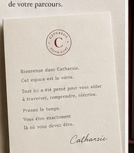 Lettre d'ouverture manuscrite Catharsis